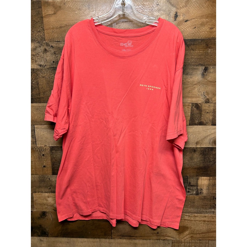 Reyn Spooner Waikiki 1956 T-Shirt Mens 2XL Coral Graphic Tee Limited Issue